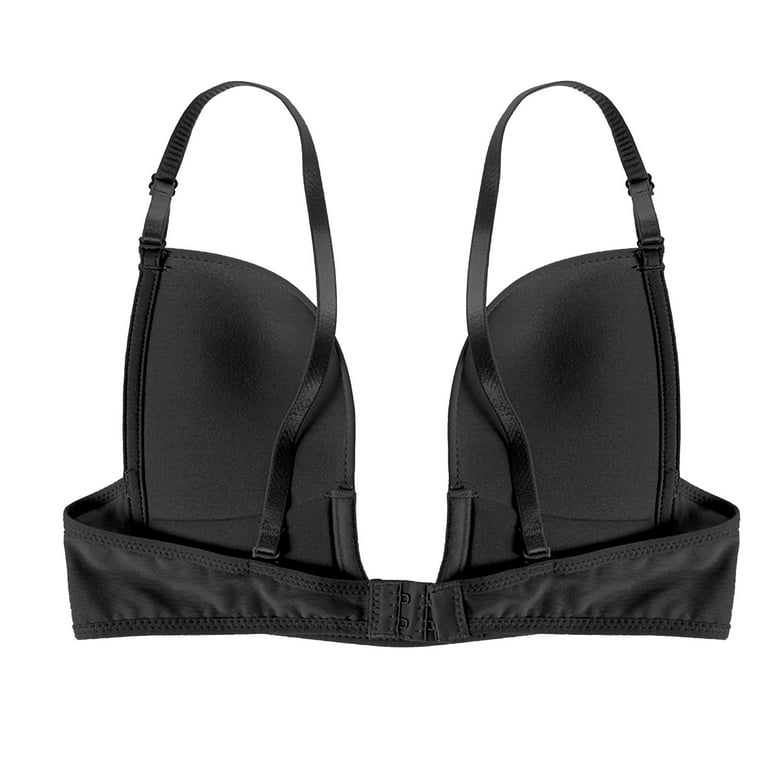 Crushnow Push Up Bras for Women, Ultra Padded Wire Uplift, Add 2 Cups  Maximum Cleavage, V Plunge Lace T-Shirt Bra Black 32A at  Women's  Clothing store
