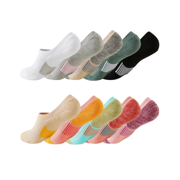 10 Pairs Round-bottom Invisible Socks Anti-slip Boat socks Women Short Socks Men's Shallow Socks Multicolor