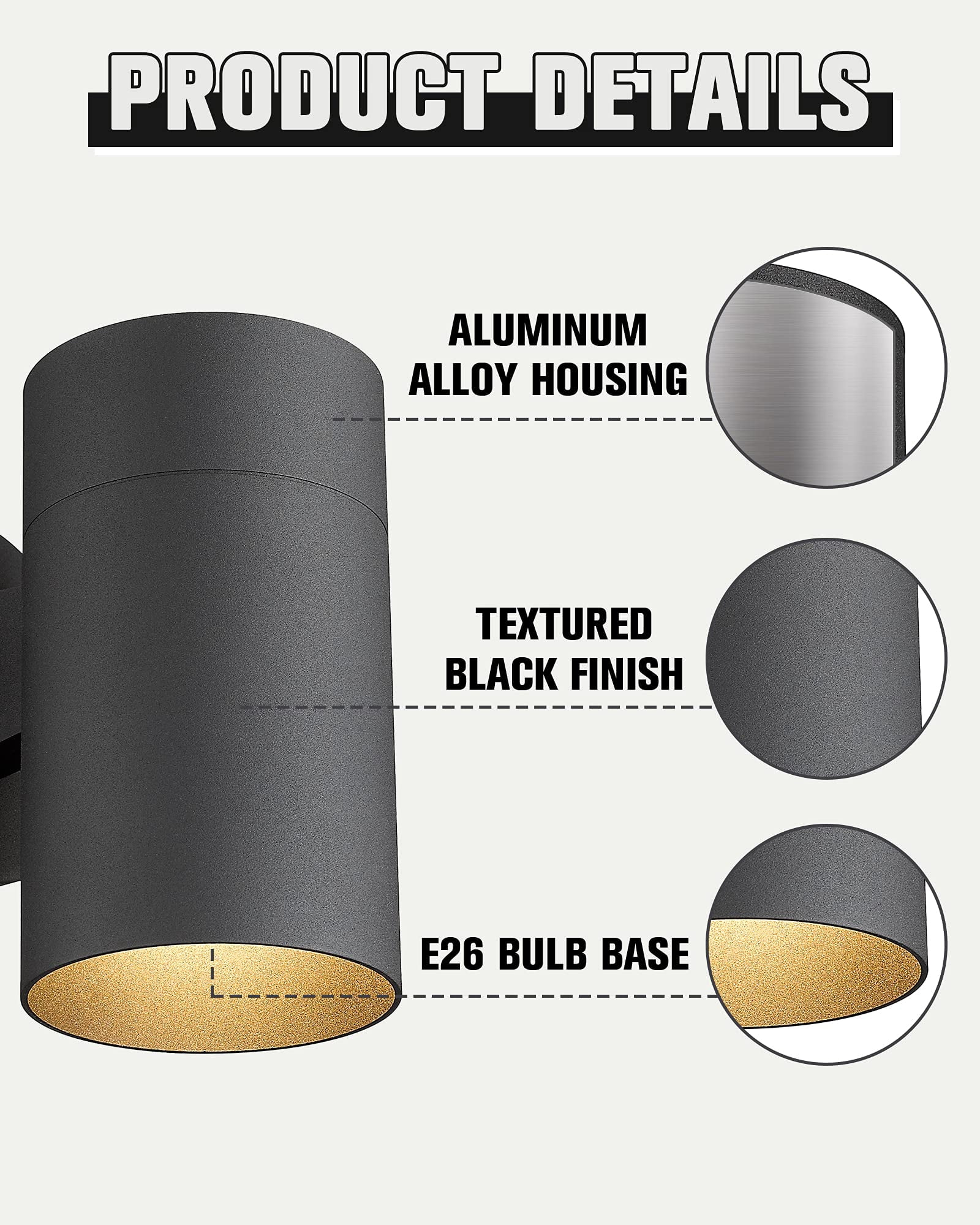 Outdoor Sconce Lights Exterior  Black Wall Patio Light Fixture Porch - 4 Pack