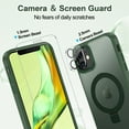 thumbnail image 6 of CASEFIV for iPhone 11 Case,with Magnetic Invisible Stand [Military Drop Protection] [Compatible with MagSafe] Shockproof Slim Translucent Anti-Slip with 2 Screen Protector+2 Lens Protector,Green, 6 of 8