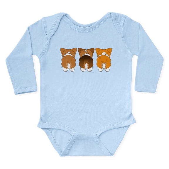 CafePress - Mix Pembroke Butts Body Suit - Long Sleeve Cotton Baby Bodysuit