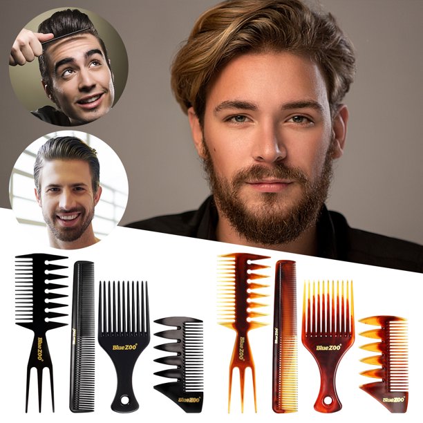 onlyliua Liquidación Peine para Cabello con Diseño de Mohawk En La Espalda Grande para Hombre, 4 Piezas, 2 Colores