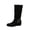 Black, variant on Women Mid Calf Boots Round Toe Double Buckle Straps Back Zipper Width Flat Casual Shoes for Autumn Wear