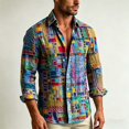 thumbnail image 4 of Akmaiox Floral Print Long Sleeve Shirts for Men Button Down Collared Vintage Boho Tops Casual Regular Fit Beach Holiday Shirts, 4 of 5