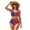 Blue and Red - Palm Tree, variant on Women's Bikini Sets Leopard Printed Two Piece Bathing Suits Tummy Control Push Up Swimwear Twist Front V Neck Swimsuits, M