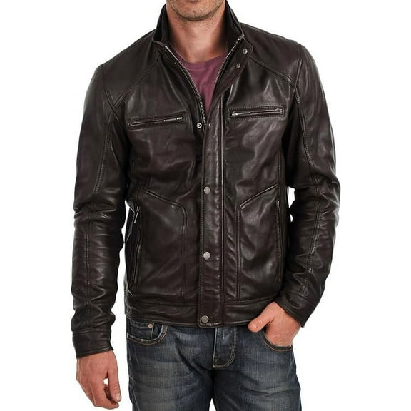 New Genuine Lambskin Leather Designer Jacket Motorcycle Biker Men's S M L XL A247