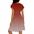 thumbnail image 5 of ClodeEU Women's Ombre Flutter Sleeve V Neck Cinched Waist Dress ,Solid Color Casual Midi Dress Pink,Womens Plus XXL, 5 of 5