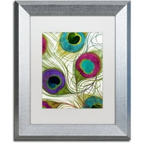 Trademark Fine Art "Peacock Feathers I" Canvas Art by Color Bakery White Matte, Silver Frame