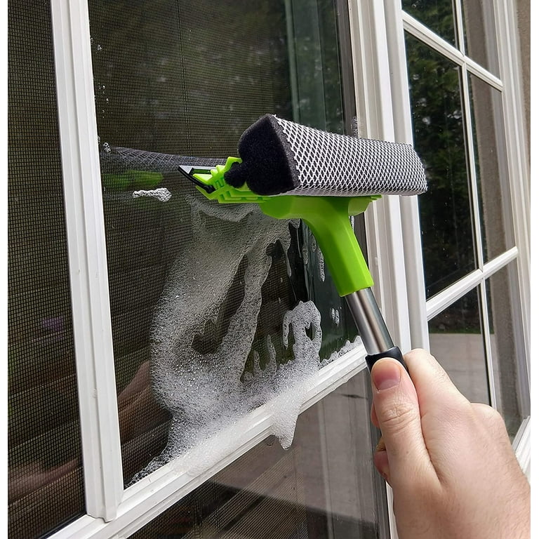 MR.SIGA Professional Squeegee for Car Window Cleaning and Windshield Washing, 2 in 1 Window Cleaning Squeegee Window Washing Sponge Scrubber, Rubber