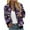 Purple, variant on Feancey Casual Jackets for Women Ribbed Trim Long Sleeve Zipper Bomber Jacket Dressy Trendy Print Baseball Jackets Outdoor Windproof Thin Outerwear Purple S