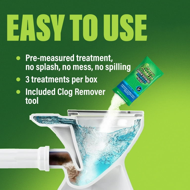 Green Gobbler Drain Opening Pacs 8.25 oz 3 Count for Clogged