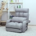 thumbnail image 3 of WAYTRIM Indoor Chaise Lounge Folding Lazy Sofa Floor Chair 6-Position Padded, Lounger Bed with Armrests and a Pillow Chaise Couch - Light Gray, 3 of 8