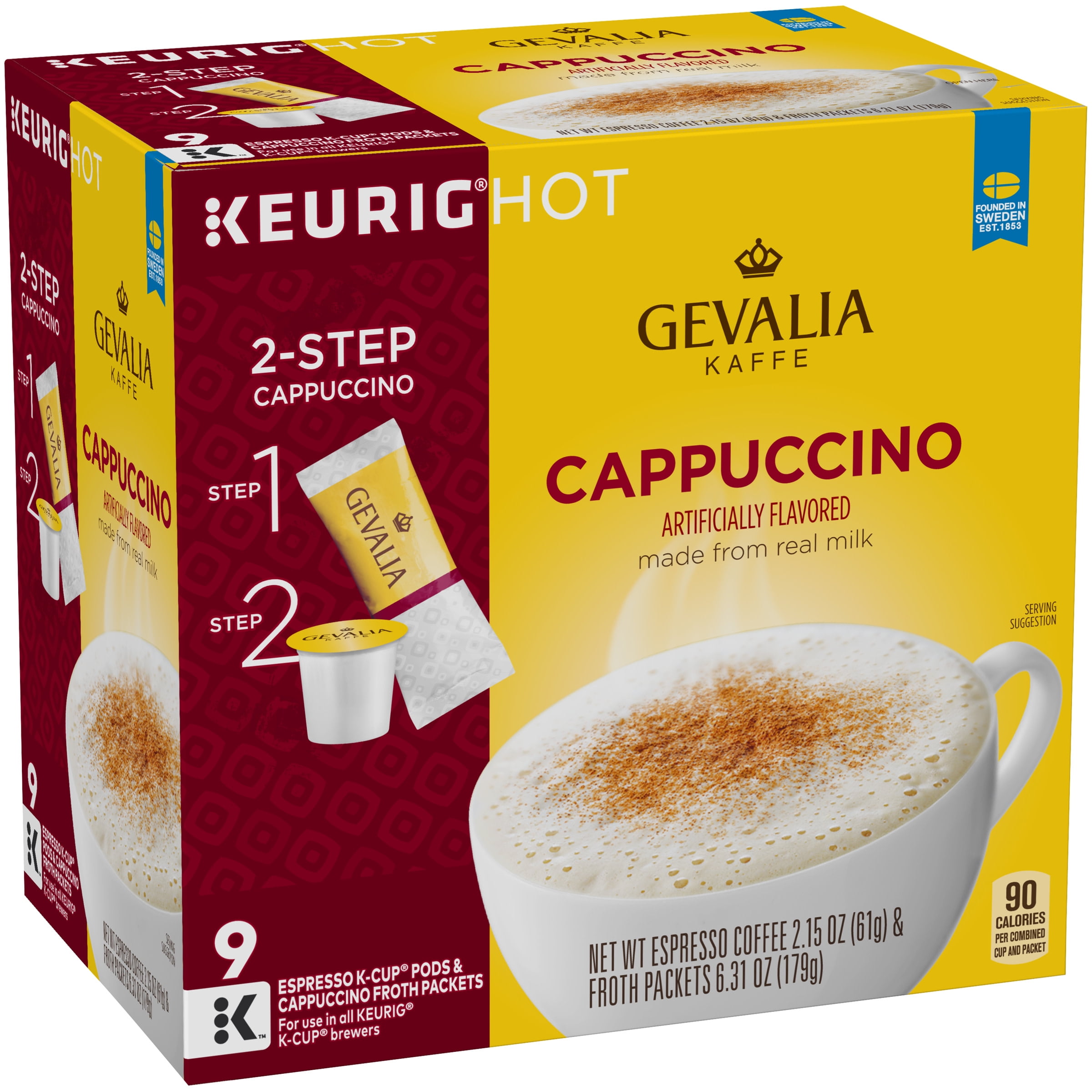 Gevalia Frothy 2-Step Cappuccino Espresso K-Cup® Coffee Pods & Froth Packets Kit, 9 ct Box