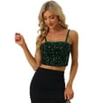 thumbnail image 1 of Disfraz de navidad Camisola de terciopelo con tirantes finos y lentejuelas brillantes para mujer Verde Oscuro XS, 1 of 6