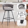 thumbnail image 3 of EYYTHUNG Modern Swivel Bar Stools - Set of 2, Woven Design and Footrest, Dark Grey, 3 of 7