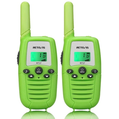 Retevis RT37 Long Range Walkie Talkies Toys for Kids,Flashlight LCD 22 Channels 2 Way Radios(Green, 2 Pack)