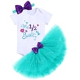 thumbnail image 3 of IBTOM CASTLE Toddler Baby Girls Mermaid 1st Birthday Outfit Princess Romper + Tutu Skirt + Shiny Bowknot Headband Cake Smash Clothes Set, 3-Piece, 3 of 6