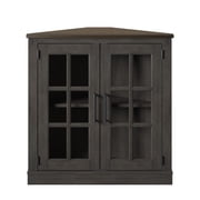 Twin Star Home Corner Accent Cabinet with Windowpane Doors