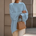 thumbnail image 6 of Vivianyo HD Women's Crew Neck Oversized Knit Tunic Sweater, Batwing Long Sleeve Loose Fit Pullover For Women, Fall Winter Longline Top for Brunch Meetings and City Walks, Size S-3XL, 6 of 7