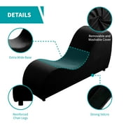BALUS Yoga Chaise Lounge Chair, Velvet Fabric Yoga Chair with Ergonomic Design for Adults, Furnitures Indoor, Black