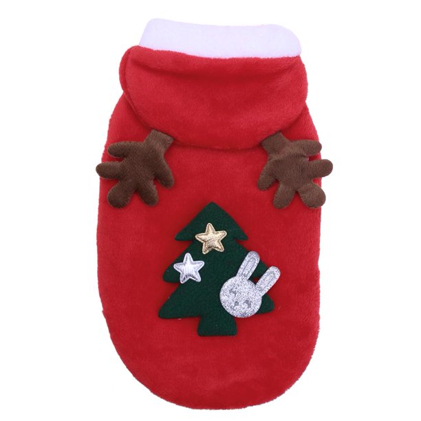 Wdftyju Patrón de alces de Navidad Cachorro con capucha Abrigo para mascotas Abrigo cálido Vellón Gatito Ropa para perros Wdftyju 3yl3ch0wk5wn3rn0D05