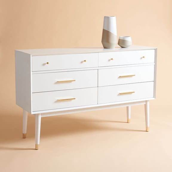 Safavieh Couture Home Madden Modern Retro White 6-drawer Dresser White/Brass