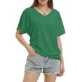 thumbnail image 3 of Womens Casual V Neck T Shirts Short Sleeve Loose Fit Summer Flowy Tops Tees, 3 of 6