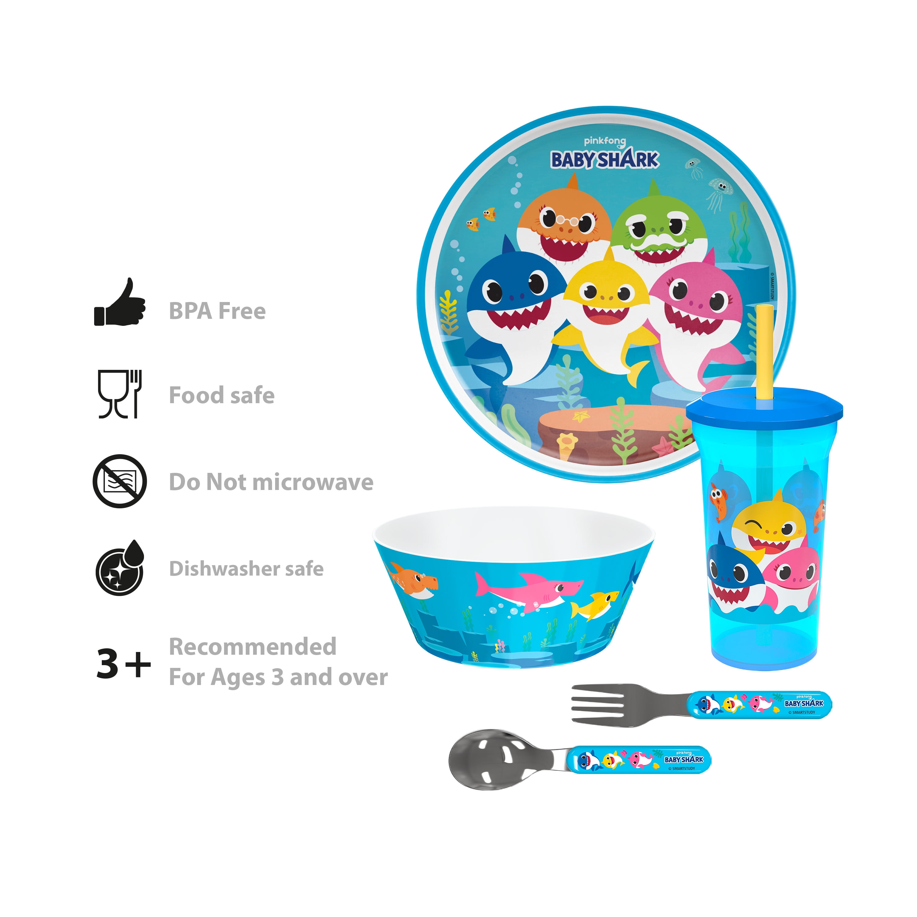 New Kids Baby Shark 2 Piece Plate and Bowl Mealtime Set  3 Yrs 