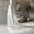 thumbnail image 4 of Slccxzc Extra Long 3D Floral Mesh Bridal Shawl, Tulle Wedding Cloak for Evening Dresses, 4 of 7