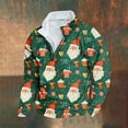 thumbnail image 2 of Men's Christmas Sweatshirt with Reindeer and Snowman Print Half Zip Stand Collar Fleece Pullover Long Sleeve Sherpa Lined Warm Holiday Top, 2 of 3