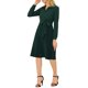 thumbnail image 4 of INSPIRE CHIC Vestido de Camisa de Chifón con Cuello en V, Manga Larga, dobladillo plisado y cinturón, S Verde Oscuro, 4 of 6