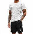 thumbnail image 3 of Men’s Athletic Quick Dry Short Sleeve T-Shirt and Shorts Set Lightweight Breathable Sportswear for Fitness Running Training Gym Workout, 3 of 10
