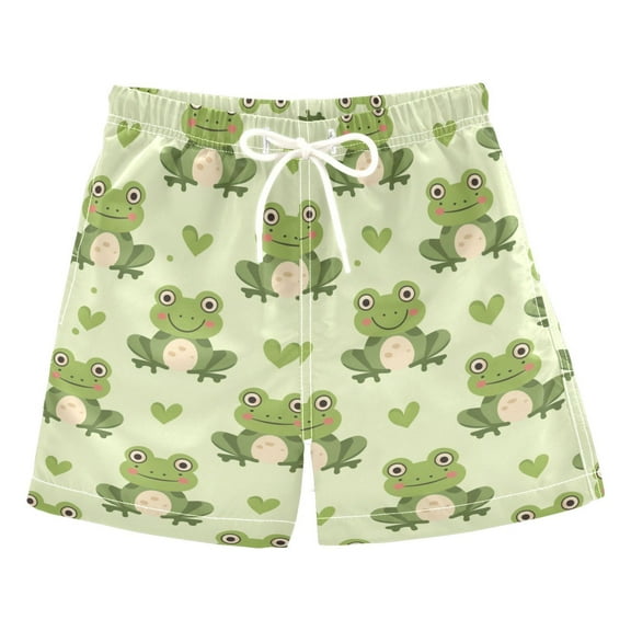 joogoo Boys Swim Trunks Cartoon Cute Frog Beach Board Shorts Drawstring Swimsuit M