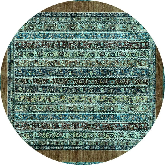 Ahgly Company Indoor Round Abstract Light Blue Modern Area Rugs, 5' Round