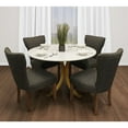 thumbnail image 4 of Moti Haskell 48" Round Modern Ivory Marble Top Dining Table on Iron Base, 4 of 7