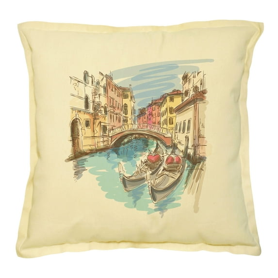 Ponte del Mondo Nouvo Printed Khaki Decorative Pillows Case VPLC_02 Size 18x18