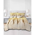 thumbnail image 3 of Abstract Gold Summer Quilt Set Twin Size, Soft Microfiber Quilted Bedding Set with 2 Pillow Shams, Modern Brush Luxury Strokes Artwork Lightweight All Season Bedspread Coverlet for Bedroom 68"x86", 3 of 6