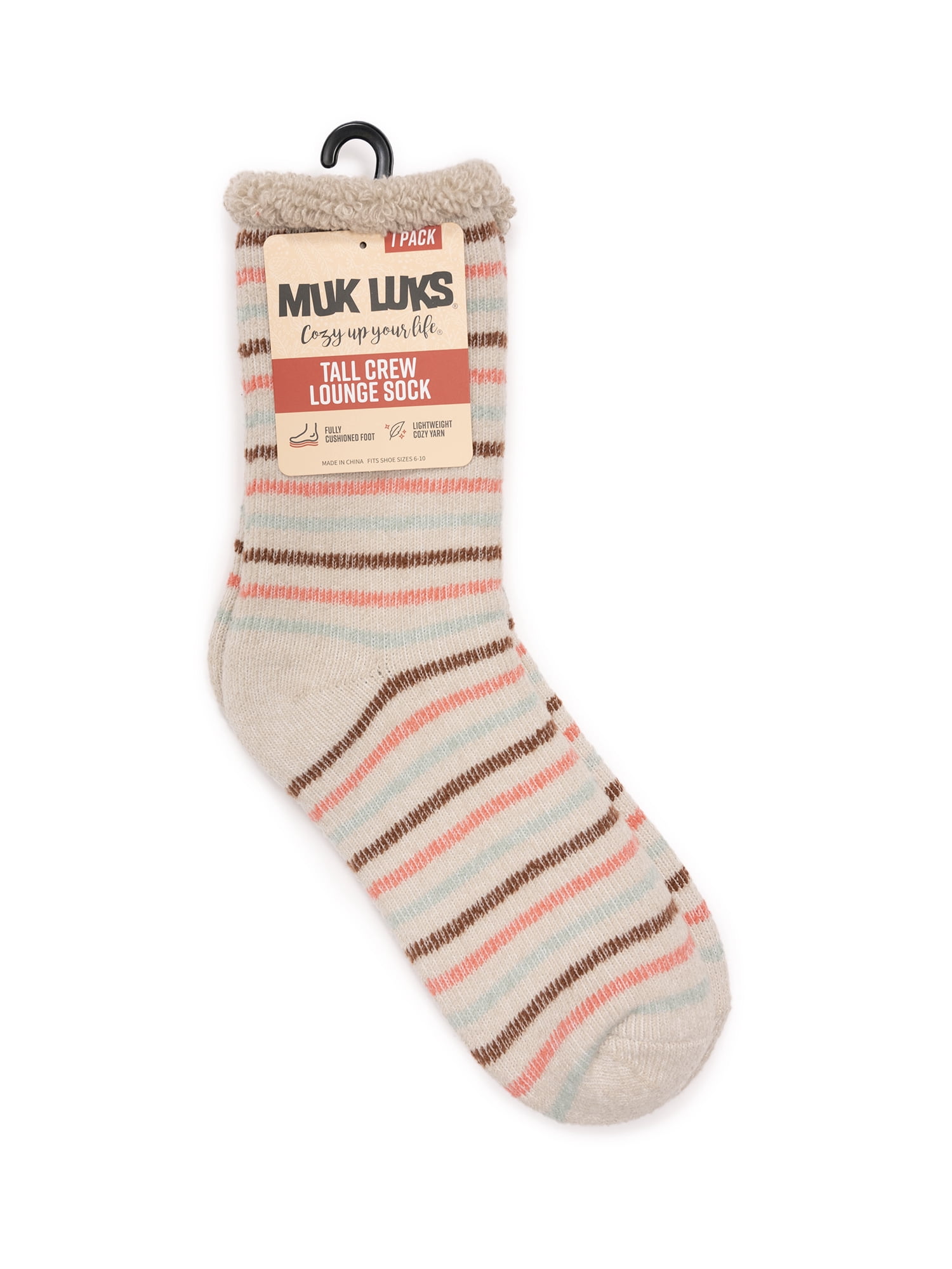 MUK LUKS Women's Tall Crew Lounge Sock, 1-Pack, OSFM