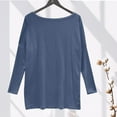 thumbnail image 3 of Tawop T Shirts for Women Womens T Shirts Round Neck Long Sleeve Solid Blue M(Us:6), 3 of 7