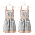 thumbnail image 1 of 2pcs Floral Princess Apron Female summer waterproof household Kitchen cooking canvas apron Catering, 1 of 5
