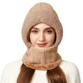 thumbnail image 5 of CYSFASHION 3 In 1 Beanie Hat With Scarf And Mask Warm Scrub Caps Women Womens Scarves Fitness Face Masks Khaki, 5 of 8