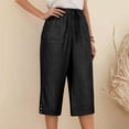 thumbnail image 4 of Outfmvch Capri Palazzo Pants Boho Pants for Women 2026 Palazzo Pants Cotton Linen Pants Linen Palazzo Trousers Plus Size Elastic Waist Trousers Palazzo Pants with Pockets Pull On Elastic Black S-2XL, 4 of 5