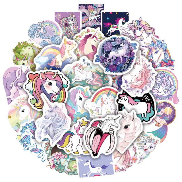 Pegatinas de unicornio arcoíris de dibujos animados para maleta, monopatín, guitarra, portátil, teléfono, decoración, Graffiti, pegatina impermeable, juguetes para niños