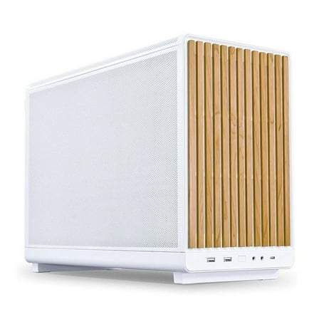 Lian-Li A3-mATX M-ATX Micro Tower Computer Case, Wood/White