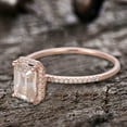 thumbnail image 3 of 7x9mm Emerald Cut 3.75 Carat Diamond Moissanite Engagement Wedding Ring 10k Rose Gold Halo Antique Design, 3 of 6