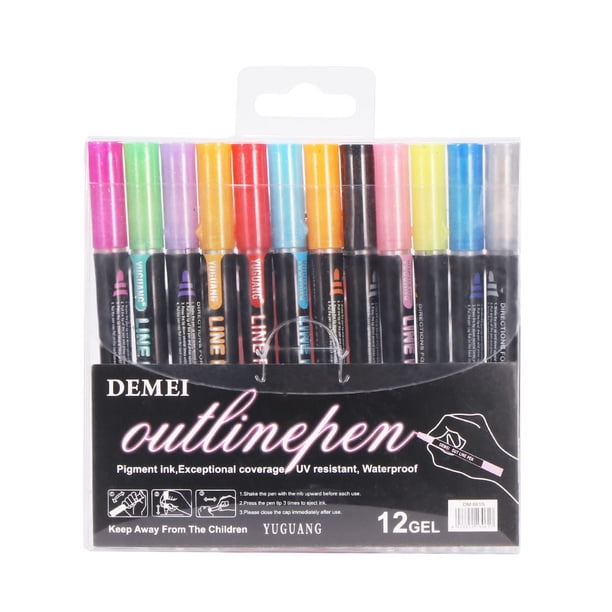 Rotuladores Conjunto De Rotuladores Brillantes Resaltador Borrable Rotuladores De Contorno Metálico Para Escribir Dibujo12 Uds matsuzay EL014203-02