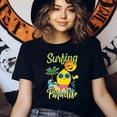 thumbnail image 3 of Surfing Paradise T-Shirt – Cute Lemon Surfer Summer Graphic Tee, Black, Size S, 3 of 6