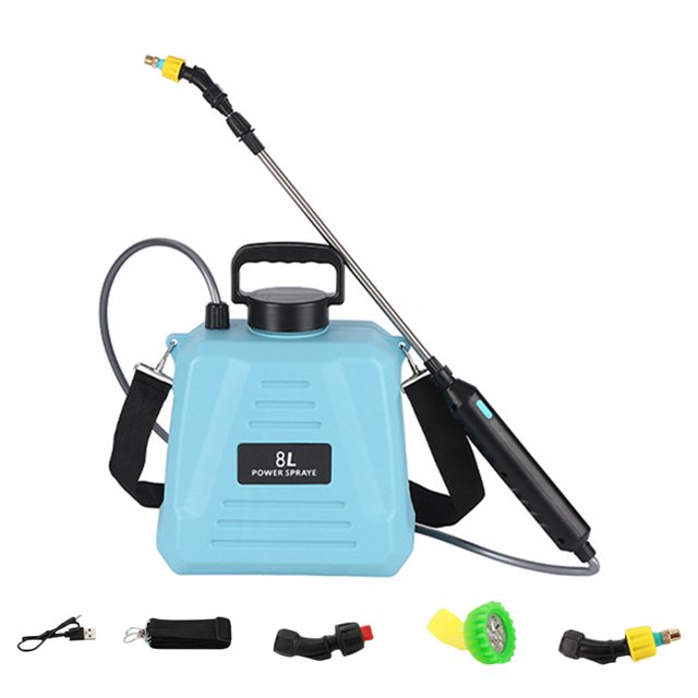 Pulverizador de Jardín Batería 5L/8L WDOplteas Con 3 Boquillas Niebla Correa Hombro Ajustable Recargable USB Y Varita Telescópica
