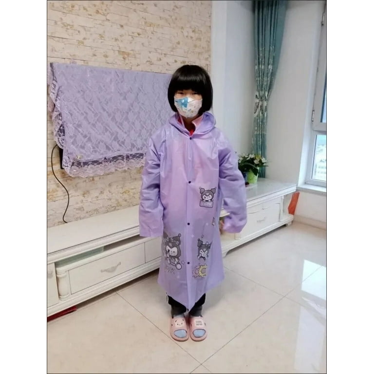 New Anime Kawaii Sanrio Kuromi Raincoat with School Bag
