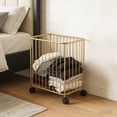 thumbnail image 5 of ToppiJoy Laundry Basket with Wheels, Metal Rolling Laundry Cart, Ventilated Hollow-Out Design for Bedroom, Laundry Room, Bathroom Gold, 5 of 10